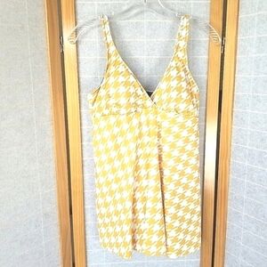 New Roatan Swimsuit Yellow Houndstooth Check Size Small NWT